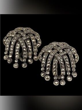 Matching Pair of Art Deco Marcasite Dress Clips